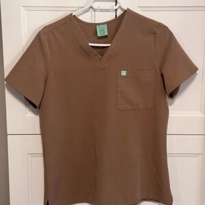 Brown V-Neck Scrub Top & Pants